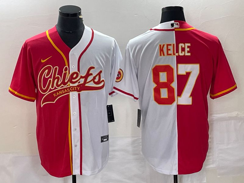 Men Kansas City Chiefs #87 Kelce red white Co Branding Game NFL Jersey->san francisco 49ers->NFL Jersey